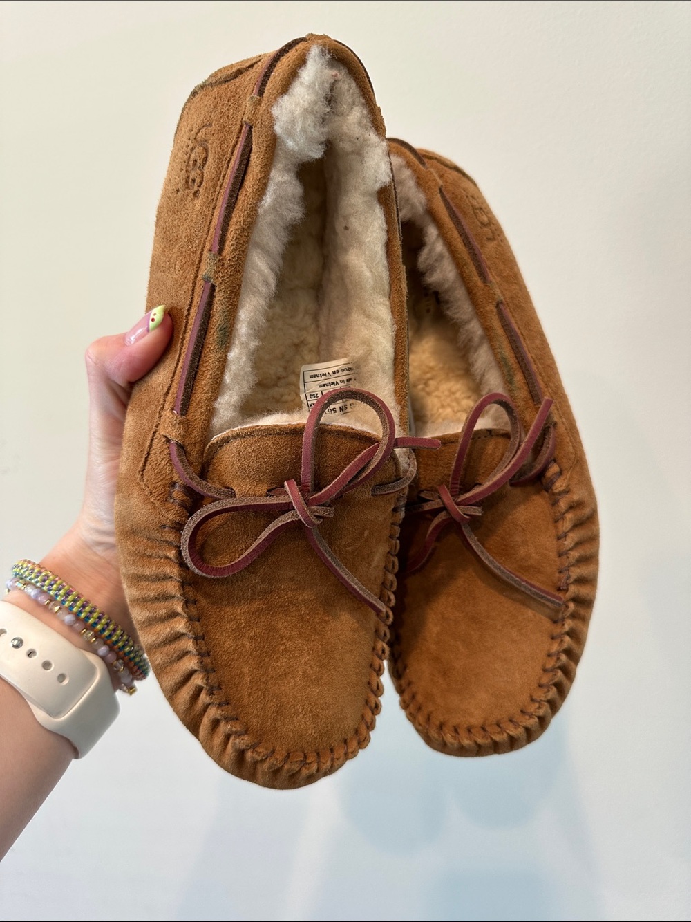 UGG Chestnut Brown Shearling-Trimmed Slippers